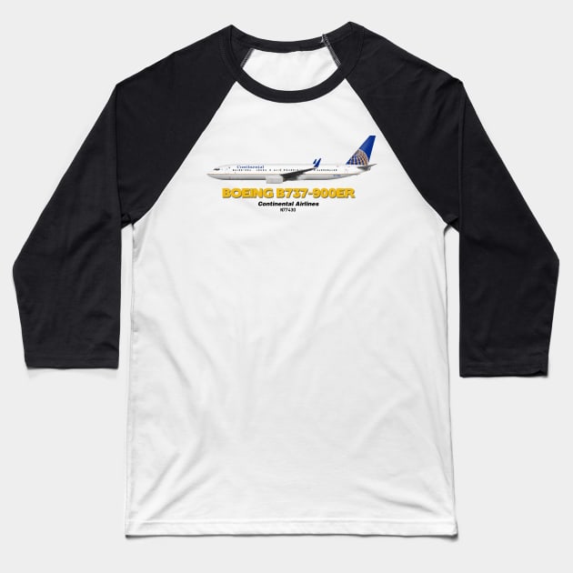 Boeing B737-900ER - Continental Airlines Baseball T-Shirt by TheArtofFlying